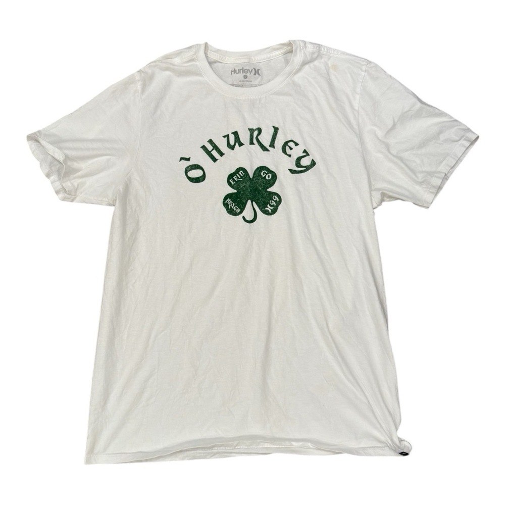 Hurley White Tee with Green Graphic